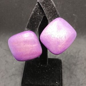 Purple Wooden Earrings